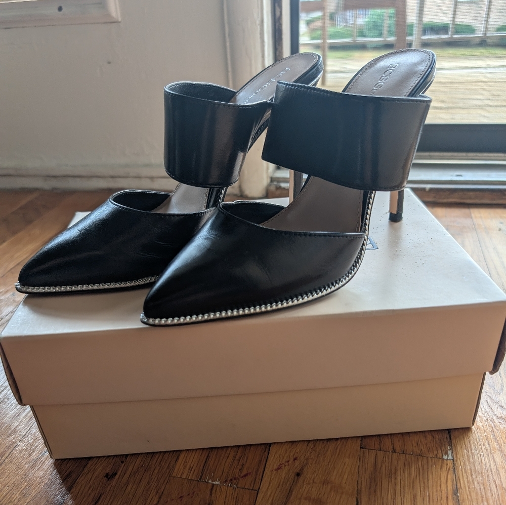 BCBGGeneration Black Pointed-Toe Mules - Size 8B